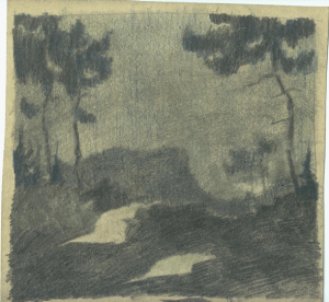 Pine trees. 1928. Paper, pencil. 22х23.