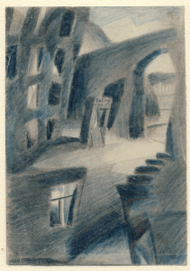Alleyway. 1929. P., pencil, color pencil.