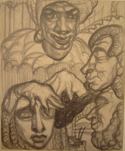 Heads (litetary imagination). 1930. P., pencil. 16х13.