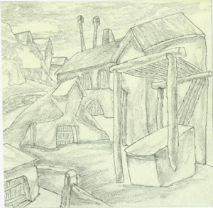 House and cellar. 1936. P., pencil. 15x15.