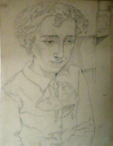 Портрет девушки. 1940. Б., кар. 32х24,5.