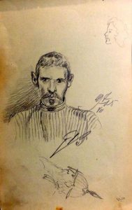 Портрет сослуживца. 1905. Лист из походного альбома Я.Я. Зальцмана. Графитный карандаш.