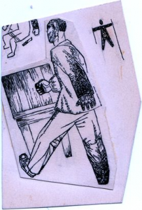 Кулаком по столу. Эскиз иллюстрации. Б., тушь, перо. 10,0х7,0. Опубл. в журнале "Перелом", 1932.