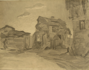 Village. 1929. P., pencil. 25x32.