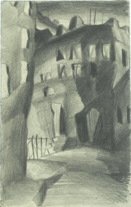 Houses. 1929. P., pencil. 24x22.