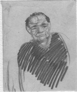 Sketch for Filonov's portrait. 1929-1931. P., pencil.