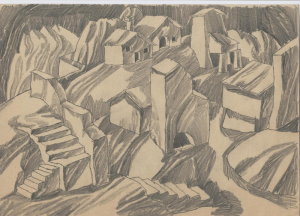 Old Houses. 1960. P., graphite pencil. 21x30.