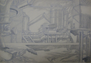 Shop. Sketch for the movie "Father and Son". 1941. P., graphite pencil. 22x32.