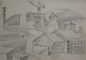 Sketch for the movie "On the Wild Bank of Irtysh." 1958. P., graphite pencil. 19x27.