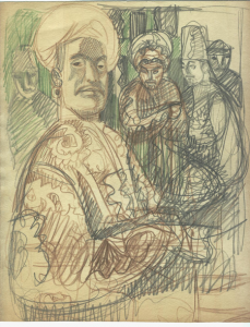 Sultan. 1962. P., graphite pencil, crayon. 27x22.