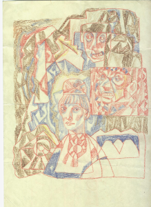 Her Men. 1968. P., graphite pencil, crayon. 29x21.