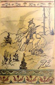 Сказка. 1905. Лист из походного альбома Я.Я. Зальцмана. Цветной и графитный карандаш.