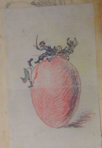Карикатура. 1915. Б., цветной карандаш.