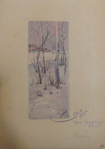 Дача под Одессой. Зима. 1915. Бум., цветной карандаш.