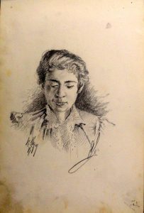 Женский портрет. 1899. Из походного альбома Я.Я. Зальцмана.Графитный карандаш.