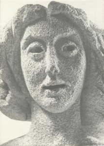 A woman's head. 1960's. 39 cm. Pumice